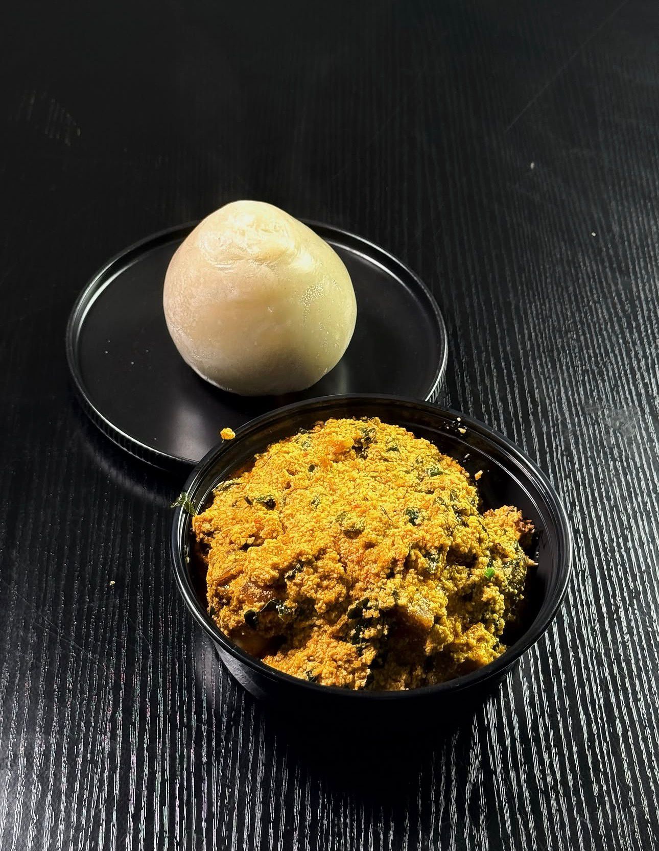 Pounded yam with rich egusi soup