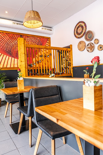Window-side seating with woven art